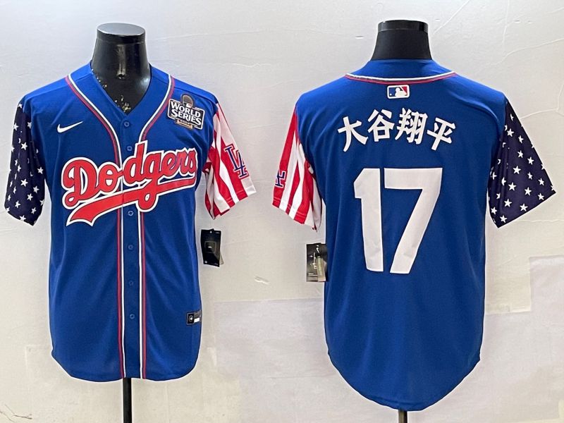 Men Los Angeles Dodgers #17 Ohtani Blue a generation of national flags Joint name 2025 Nike MLB Jersey style 16->los angeles dodgers->MLB Jersey